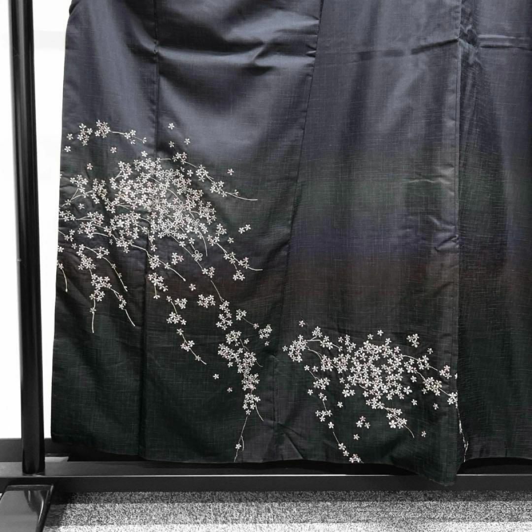 付け下げ 染大島紬 刺繍 花模様 着物 074w d 付け下げ 染大島紬 刺繍 花模様 着物 074w d