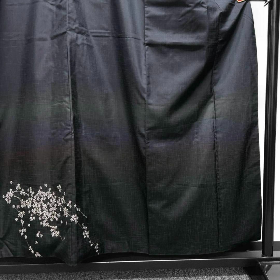 付け下げ 染大島紬 刺繍 花模様 着物 074w d 付け下げ 染大島紬 刺繍 花模様 着物 074w d