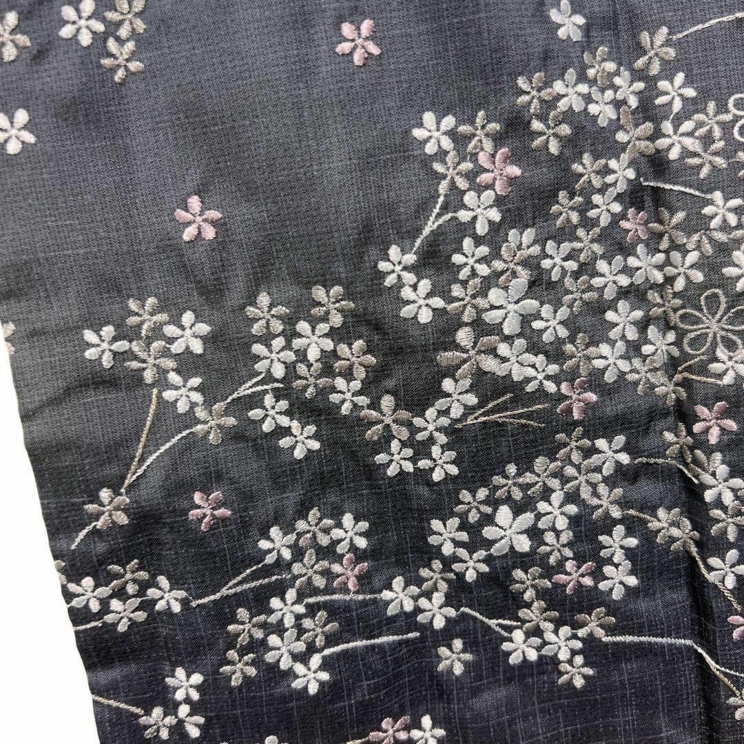 付け下げ 染大島紬 刺繍 花模様 着物 074w d 付け下げ 染大島紬 刺繍 花模様 着物 074w d
