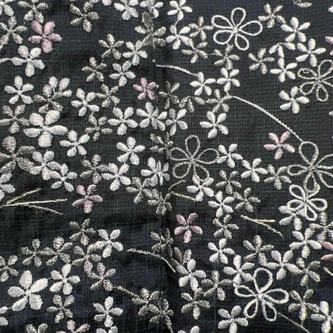 付け下げ 染大島紬 刺繍 花模様 着物 074w d 付け下げ 染大島紬 刺繍 花模様 着物 074w d