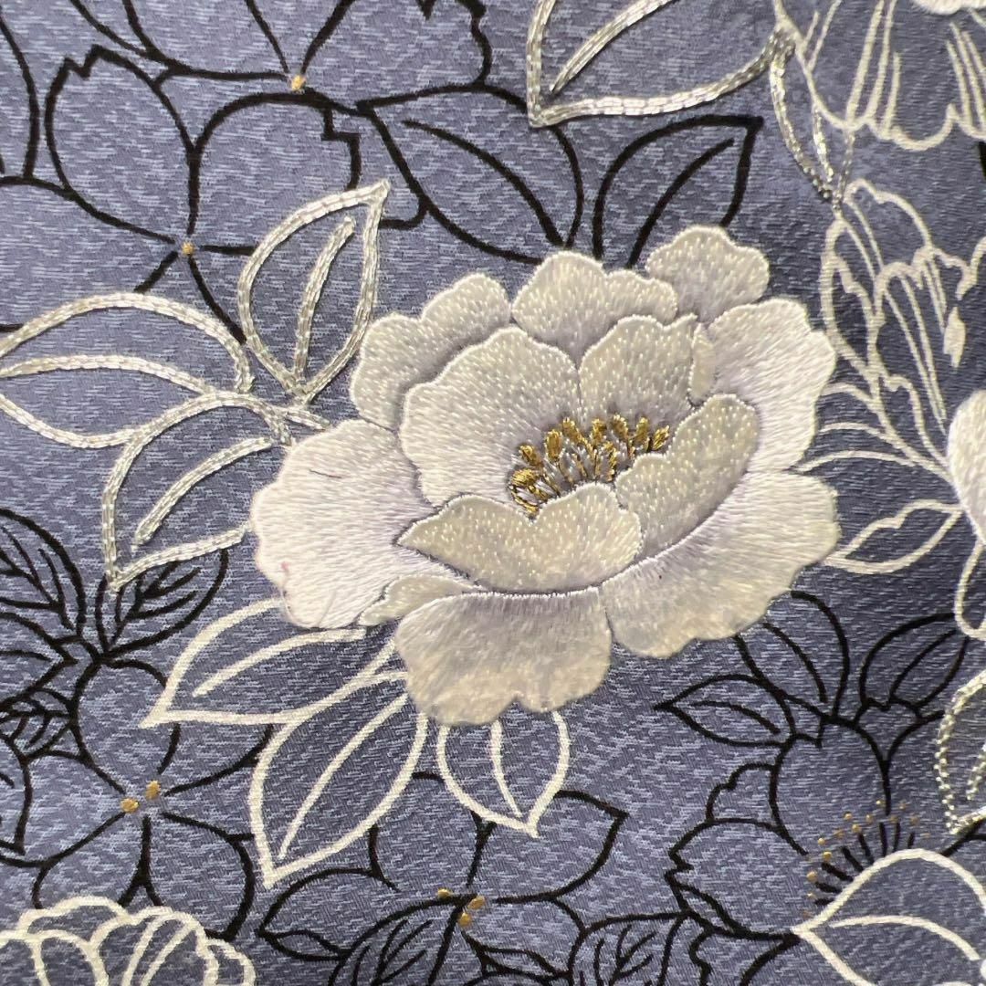 付け下げ 銀駒刺繍 刺繍 八重桜 金彩 金糸 着物 074w d