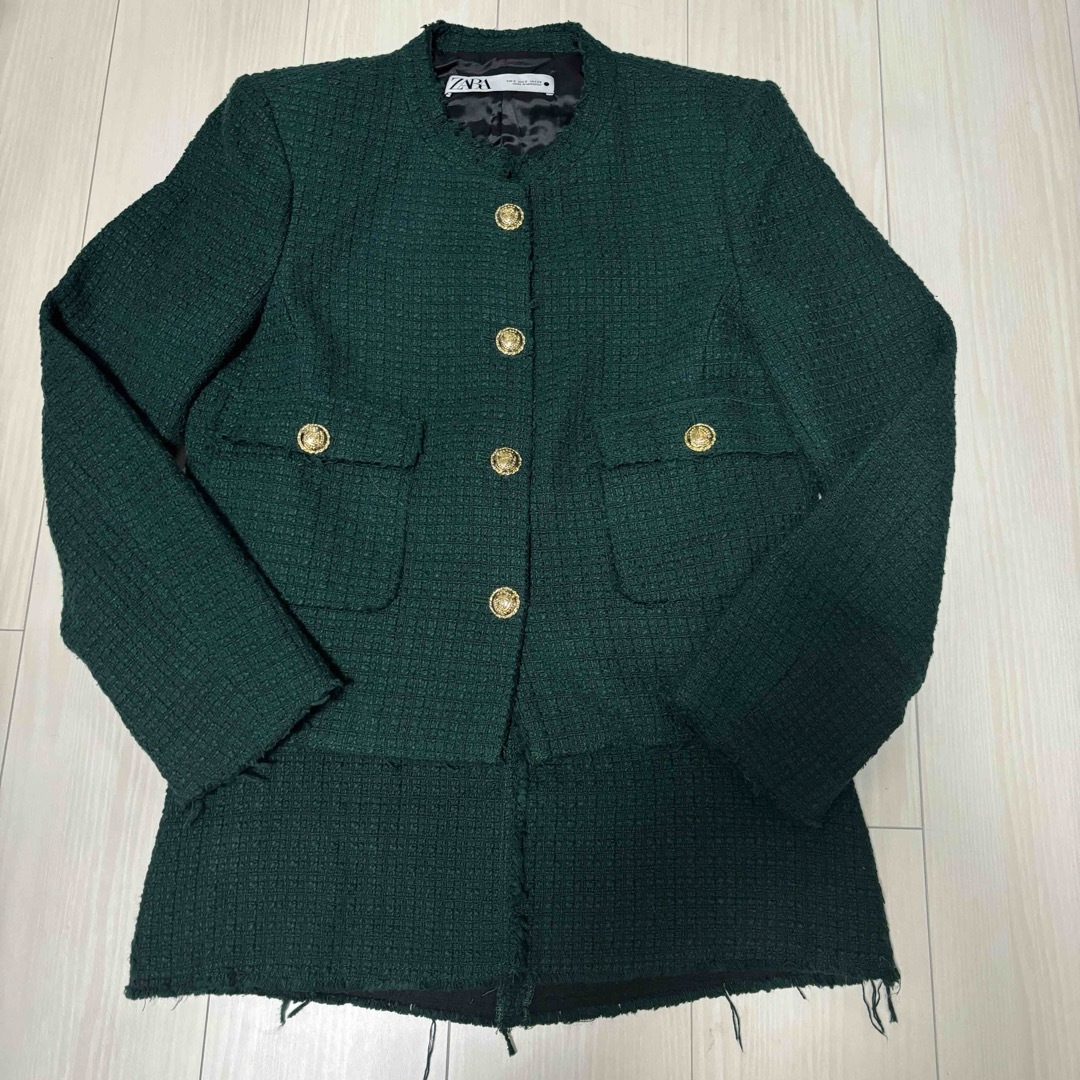ZARA - ZARA ザラ グリーン ツイード 金ボタン セットアップ ZARA - ZARA ザラ グリーン ツイード 金ボタン セットアップ