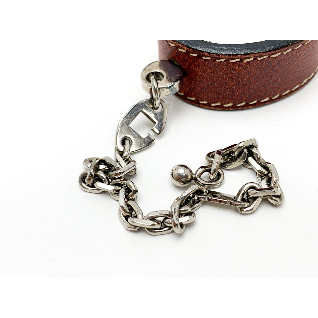 HERMES エルメス シルバー金具 レザー ブラウン系 茶 手袋 HERMES エルメス シルバー金具 レザー ブラウン系 茶 手袋