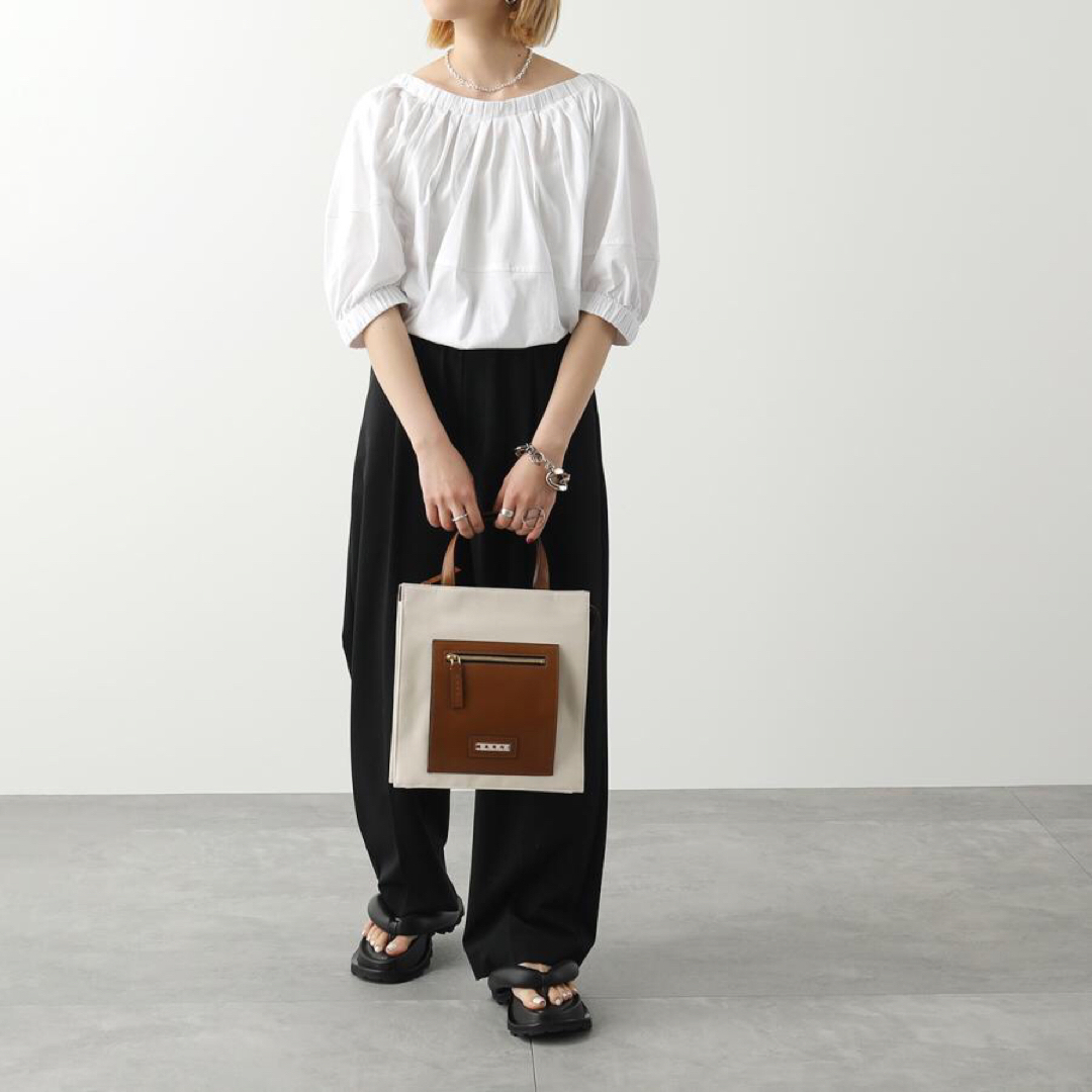 MARNI - MARNI ハンドバッグ ZIPPED TOTE キャンバス レザー MARNI - MARNI ハンドバッグ ZIPPED TOTE キャンバス レザー