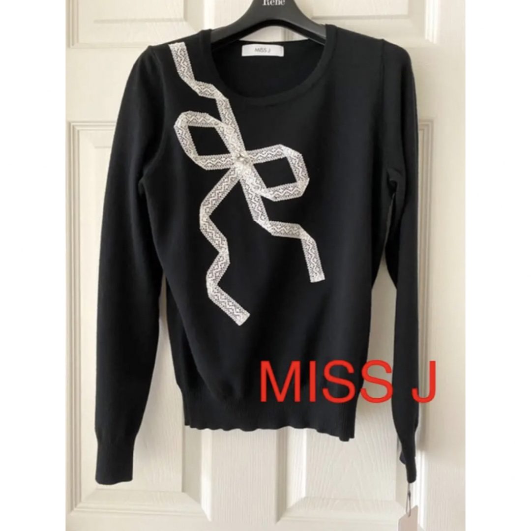 ❤️MISS J レースリボン×ビジュー ウールニットプルオーバー ❤️MISS J レースリボン×ビジュー ウールニットプルオーバー