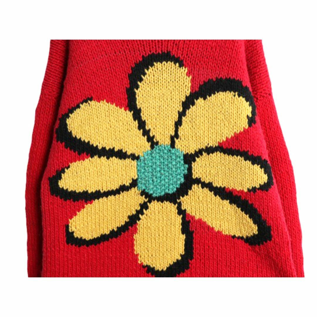 手編み エクアドル製 ☆ ISHKA ロールネック 両面 花 ウール 手編み エクアドル製 ☆ ISHKA ロールネック 両面 花 ウール