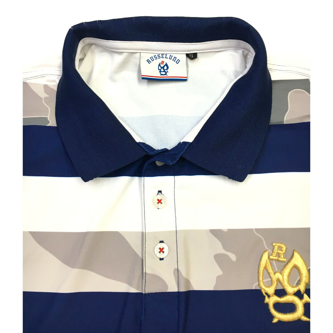 coco ラッセルノ RUSSELUNO メンズ 半袖ポロシャツ 6(XL) 紺×白 coco ラッセルノ RUSSELUNO メンズ 半袖ポロシャツ 6(XL) 紺×白