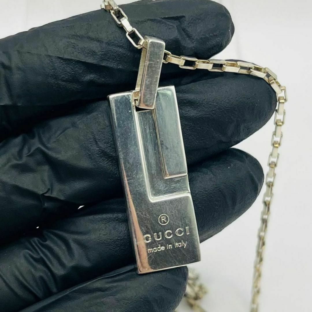 GUCCI - 極美品【GUCCI】箱ありプレートネックレスチェーン付き GUCCI - 極美品【GUCCI】箱ありプレートネックレスチェーン付き