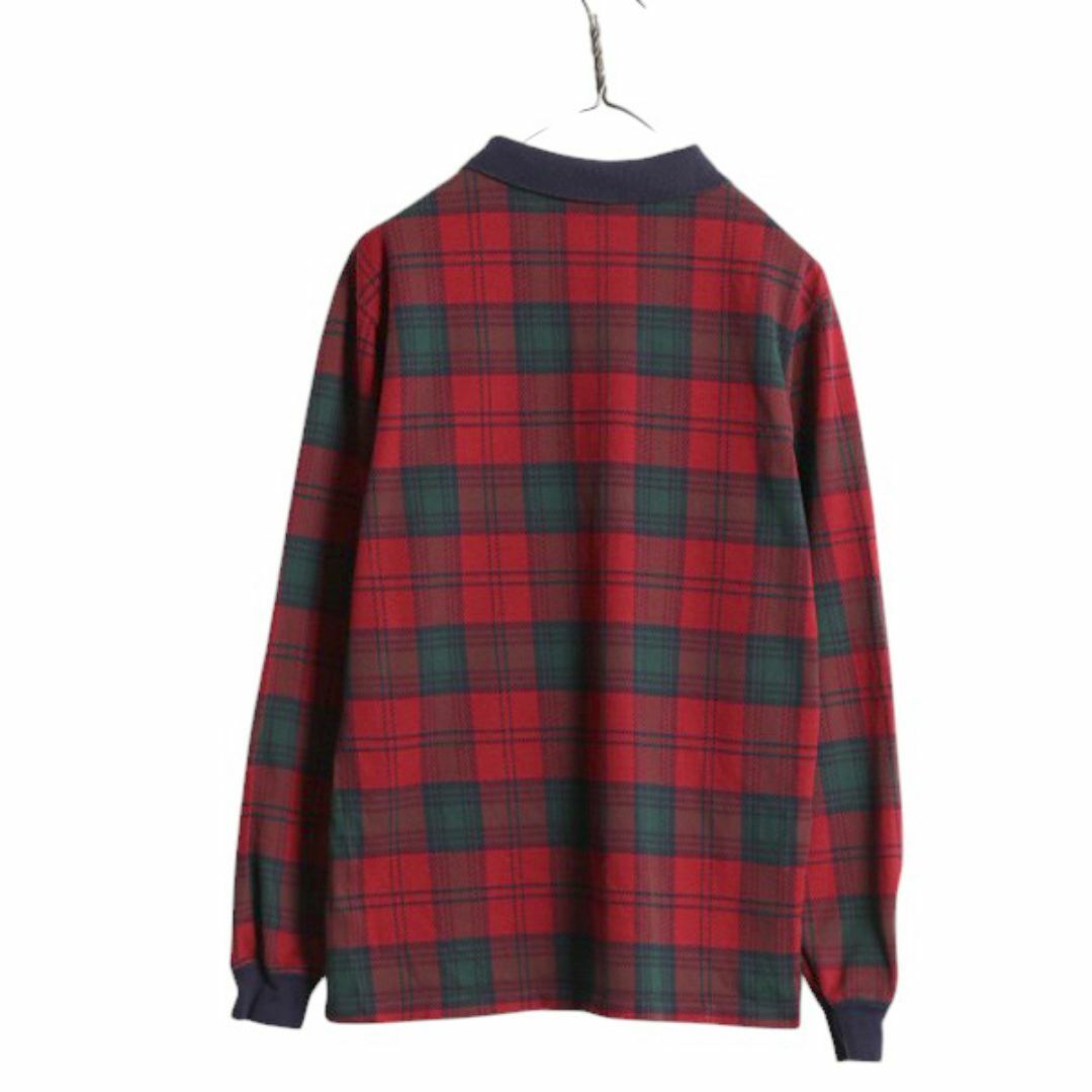 クリスマスファッション USA製 90s - L.L.Bean エルエルビーン ポロシャツ 長袖 チェック 男性用