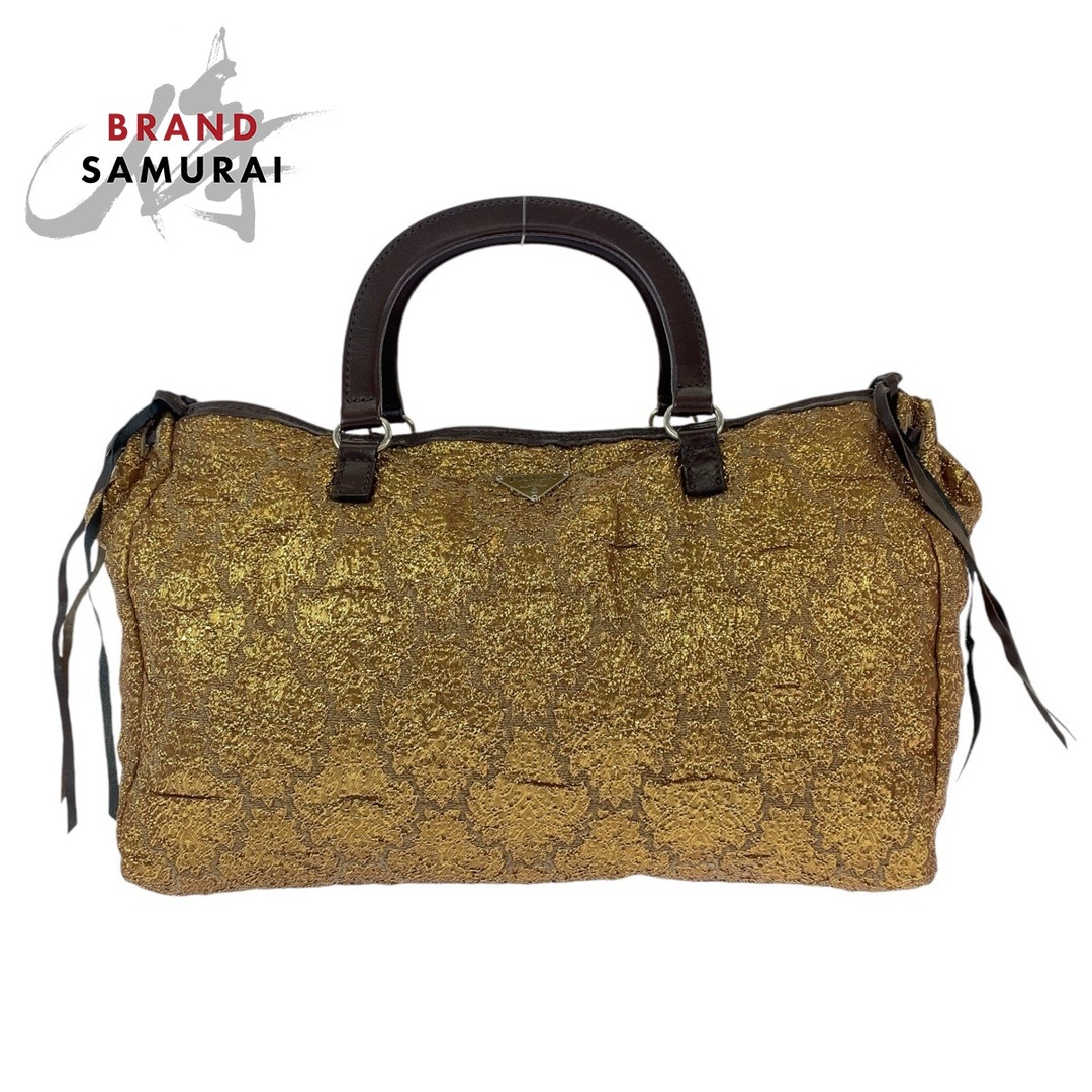 美品 PRADA プラダ 三角ロゴプレート ゴールド ブラウン 美品 PRADA プラダ 三角ロゴプレート ゴールド ブラウン
