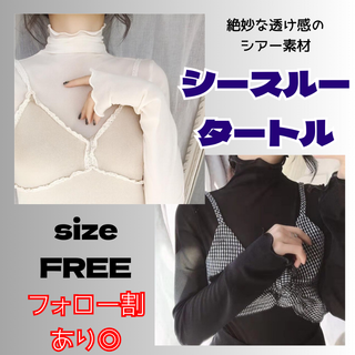 【フォロー割あり】2枚セット シースルー タートル シアー メッシュ ハイネック(カットソー(長袖/七分))