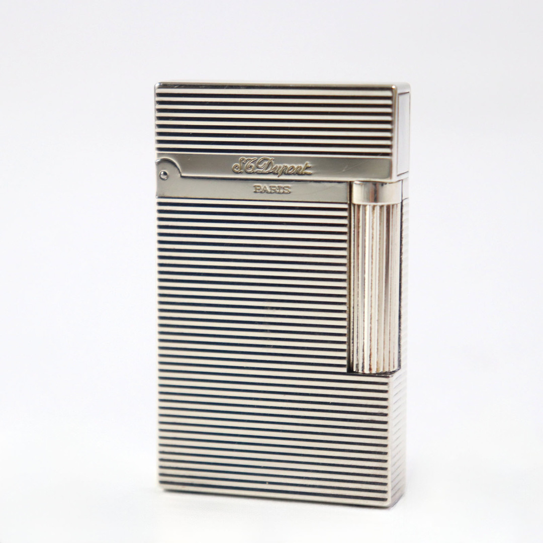 DUPONT - 外装極美品○Dupont デュポン ライン2 ヴァーティカルライン ボーダー柄 スクエアフォルム ローラー式 喫煙グッズ ガスライター シルバー フランス製 メンズ レディース 着火不可