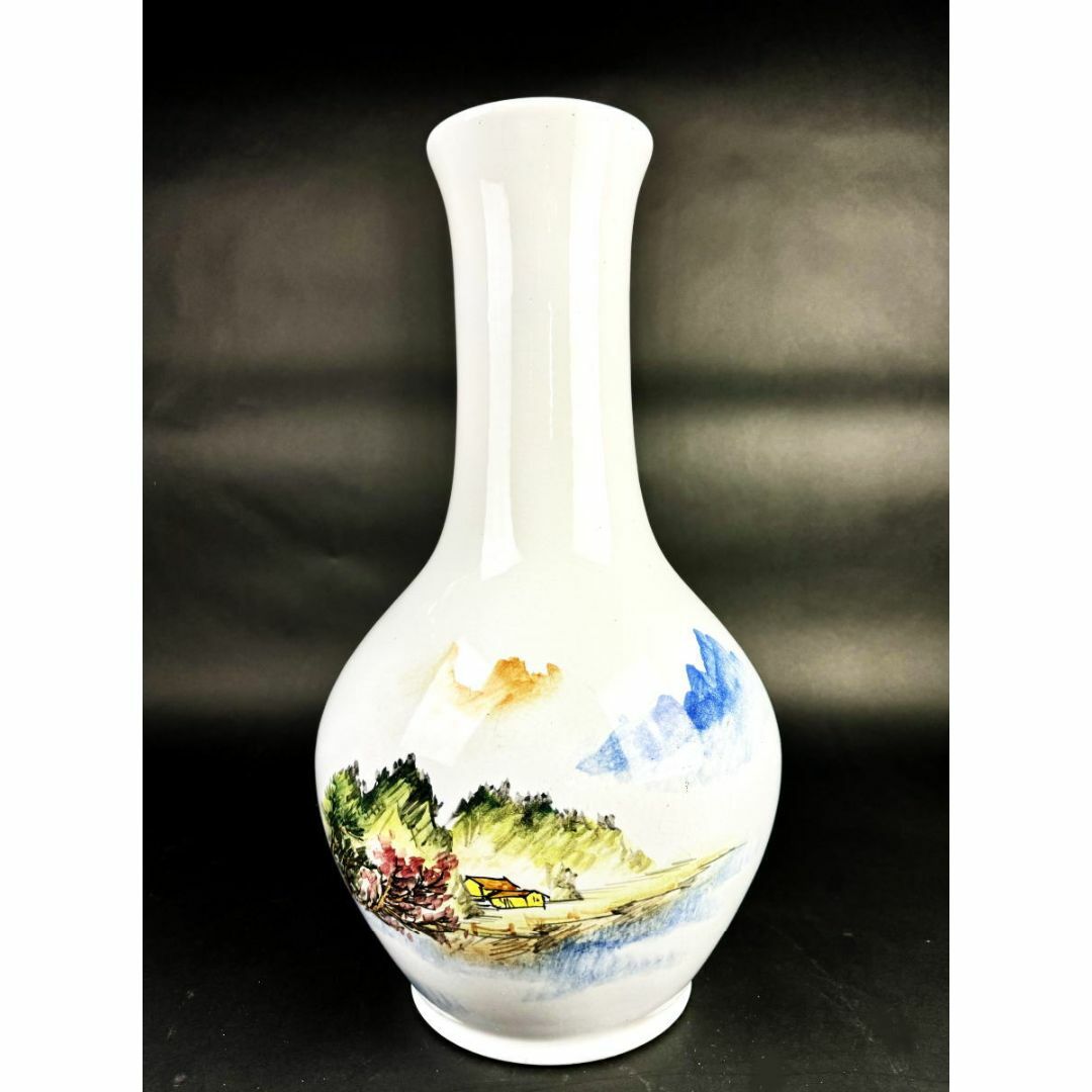 時代物 台湾 中華陶瓷 山水色絵大花瓶 高さ49cm ウブ品 WWTT099 時代物 台湾 中華陶瓷 山水色絵大花瓶 高さ49cm ウブ品 WWTT099