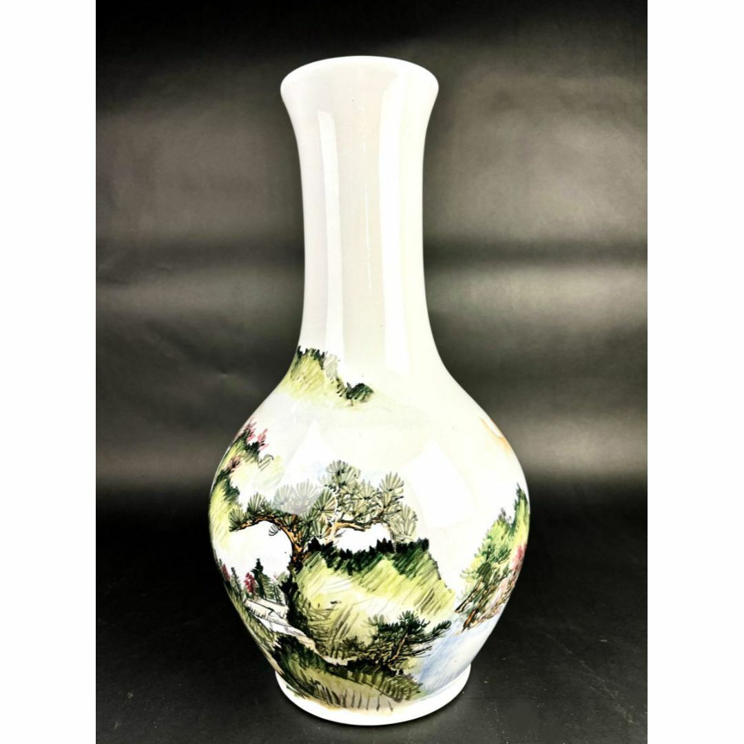 時代物 台湾 中華陶瓷 山水色絵大花瓶 高さ49cm ウブ品 WWTT099 時代物 台湾 中華陶瓷 山水色絵大花瓶 高さ49cm ウブ品 WWTT099