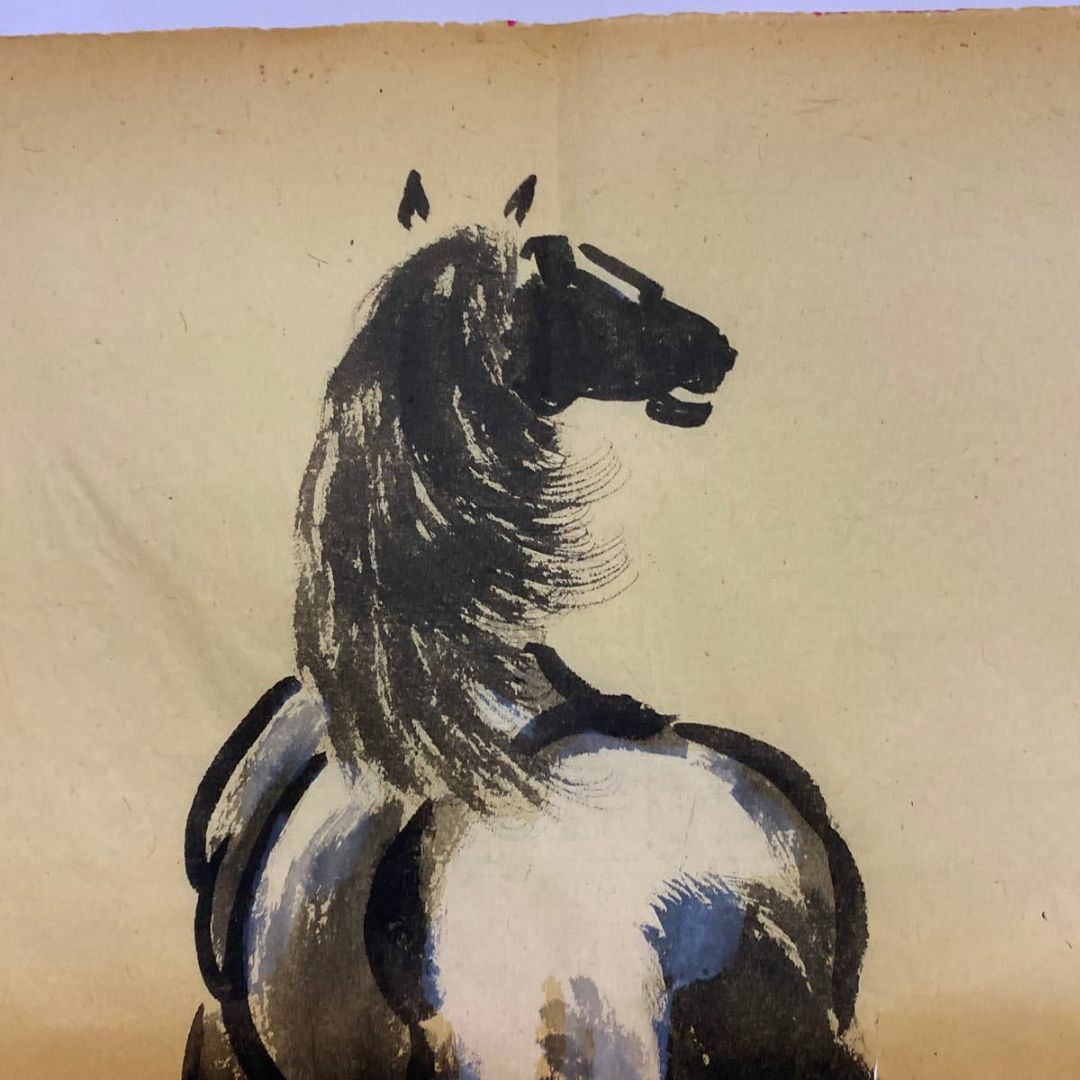 中国名人書画 徐悲鴻大師80年前の手描き!駿馬圖!《二十八年七 中国名人書画 徐悲鴻大師80年前の手描き!駿馬圖!《二十八年七