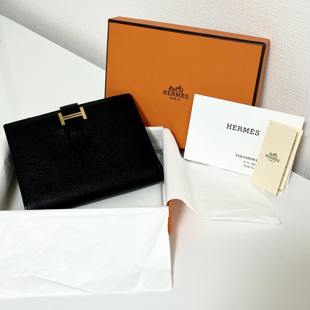HERMES - 極美品☆HERMES エルメス ベアンコンパクト ブラック HERMES - 極美品☆HERMES エルメス ベアンコンパクト ブラック