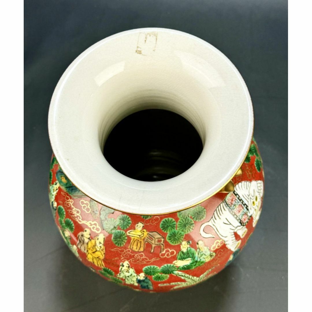 九谷木米 双耳花瓶 高さ約36cm 伝世品焼物 ウブ品 入手困難 WWTT167 九谷木米 双耳花瓶 高さ約36cm 伝世品焼物 ウブ品 入手困難 WWTT167