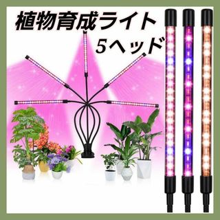 植物育成ライト LED 5ヘッド 室内栽培ランプ 360°調整可能 水耕栽培(シングルベッド)