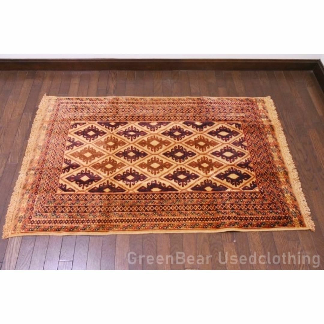 RAGU023 寛ぎスペースに◎トライバルラグ 139cm×86cm ウール絨毯 RAGU023 寛ぎスペースに◎トライバルラグ 139cm×86cm ウール絨毯