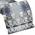 袋帯 中古 リサイクル 正絹 カジュアル 仕立て上がり 六通 花模様 金通し 暗い灰みの青系色 青鈍色 多色 きもの北條 A1106-11