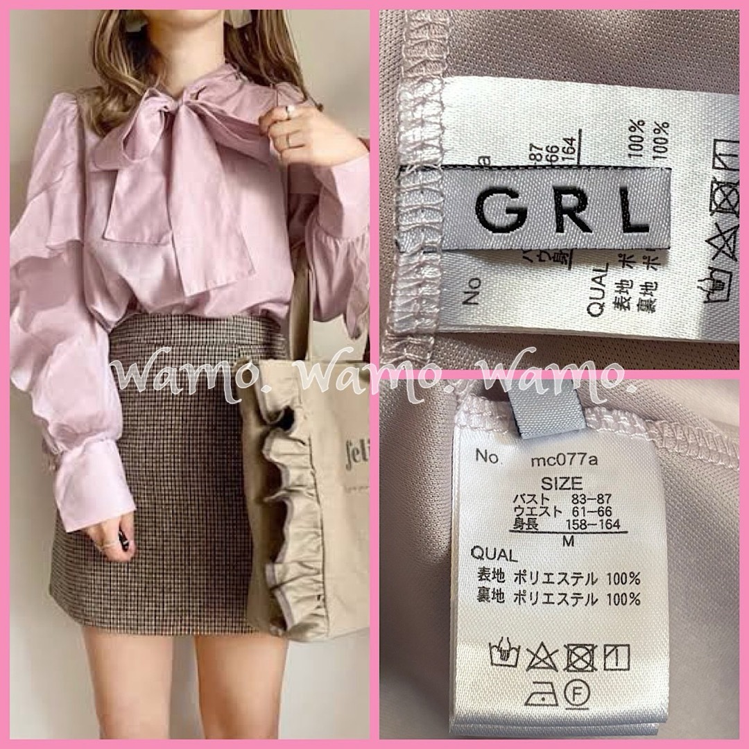GRL - GRL ボウタイオーガンジーブラウス ピンク 齋藤飛鳥の通販 GRL - GRL ボウタイオーガンジーブラウス ピンク 齋藤飛鳥の通販
