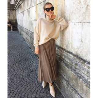 ☆ドイツ発*ZARA*新作*ニットプリーツスカート/BROWN☆ ZARA ニットプリーツスカート