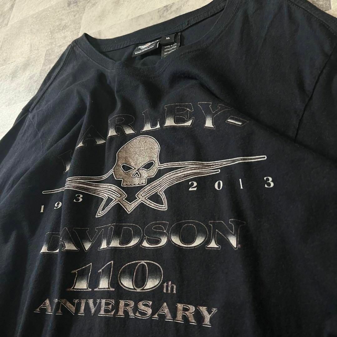 usa製、両面プリント、110周年】ハーレーダビッドソン古着ロンT usa製、両面プリント、110周年】ハーレーダビッドソン古着ロンT