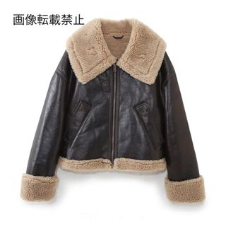 🎻10月新作🎷15714◆フェイクレザー ボア ムートンコート(ムートンコート)