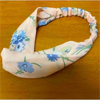ヘアバンド   ヘアターバン　花柄　ピンク(ヘアバンド)