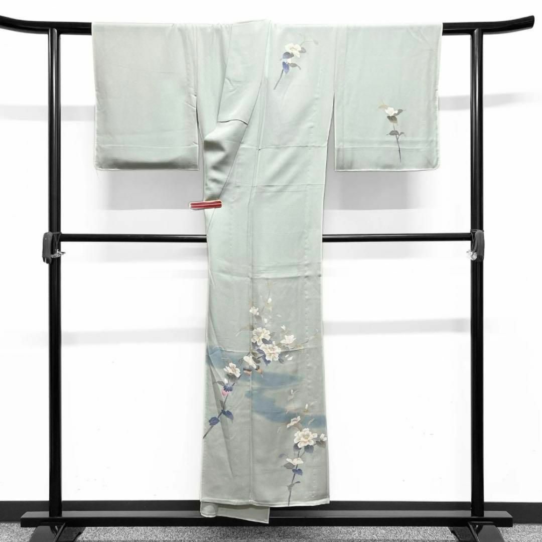 南克治 本加賀友禅 付け下げ 花模様 牡丹 流水 着物 075w d 南克治 本加賀友禅 付け下げ 花模様 牡丹 流水 着物 075w d