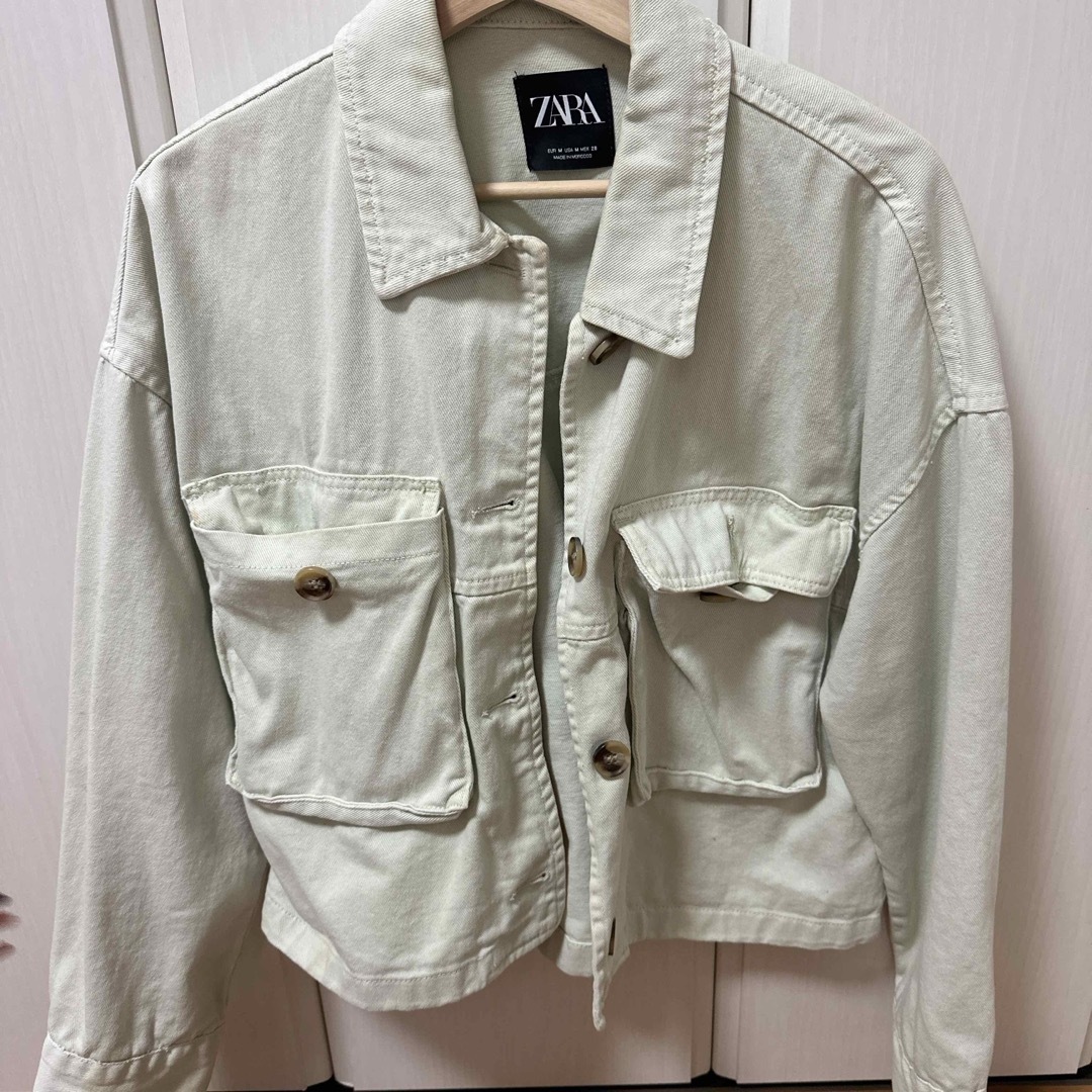 ZARA - ZARA ミントグリーンデニムジャケットの通販 by ちい's ZARA - ZARA ミントグリーンデニムジャケットの通販 by ちい's