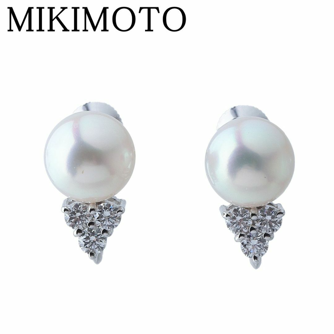 MIKIMOTO - ミキモト ダイヤ パール イヤリング 現行モデル PE-992MU型 アコヤパール8.0mm K18WG 新品仕上げ済 MIKIMOTO【19582】