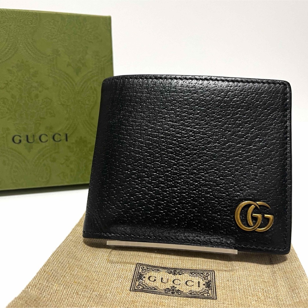 947 MORI様 GUCCI グッチ 折り財布 GGマーモント レザー 黒 947 MORI様 GUCCI グッチ 折り財布 GGマーモント レザー 黒