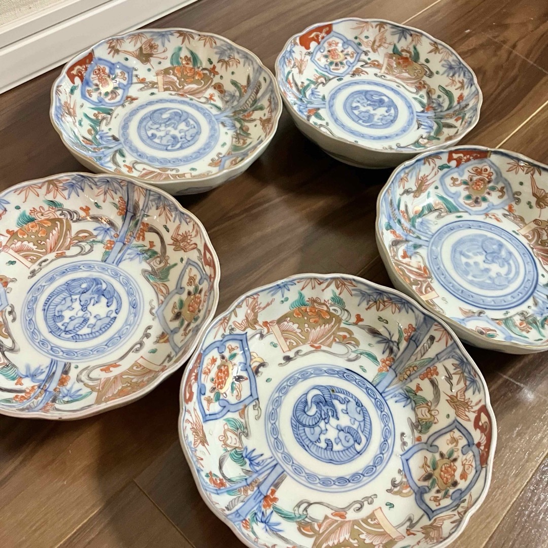 古伊万里 なます皿 五客セット 色絵 赤 食器 古伊万里 なます皿 五客セット 色絵 赤 食器