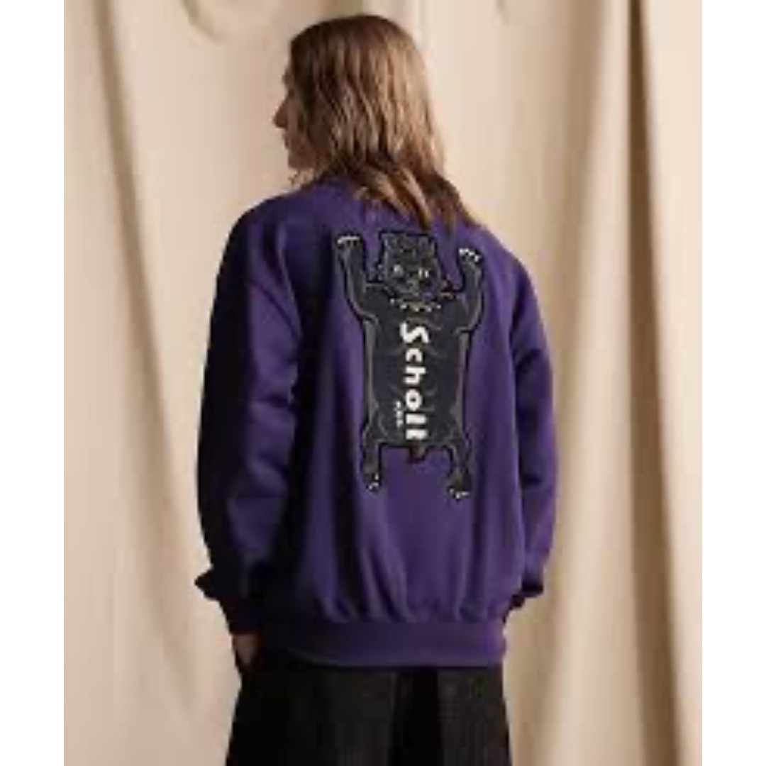 schott - s Schott ショット　クルーネックスウェット　チベタンブルドッグ　紫　タグ