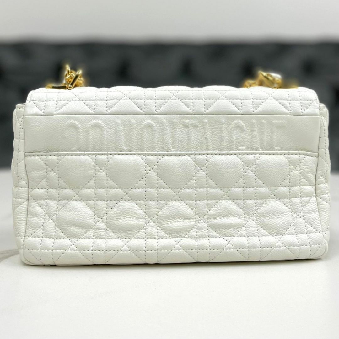 Christian Dior - 美品☆ ディオール カロ ミディアム 白 Christian Dior - 美品☆ ディオール カロ ミディアム 白