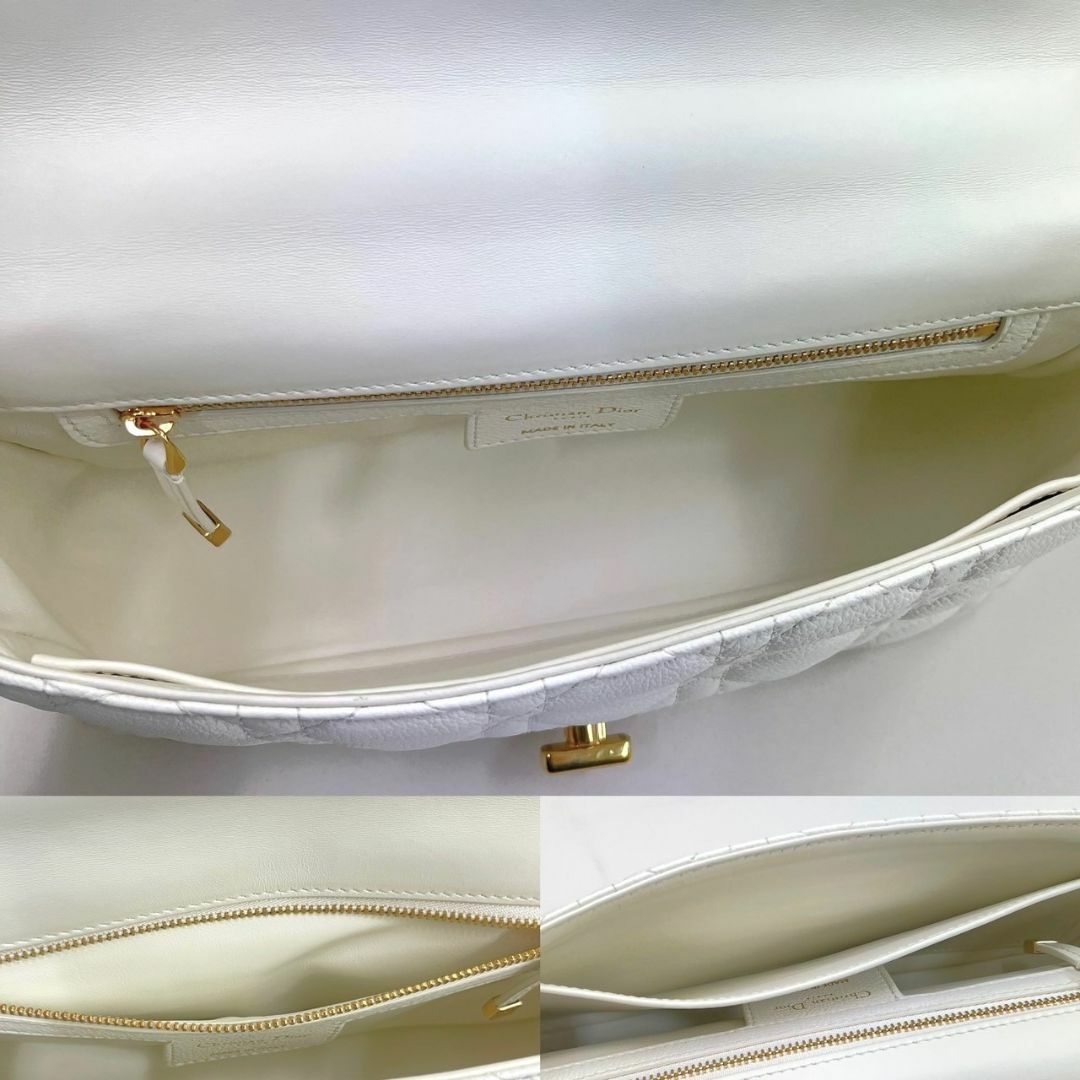 Christian Dior - 美品☆ ディオール カロ ミディアム 白 Christian Dior - 美品☆ ディオール カロ ミディアム 白