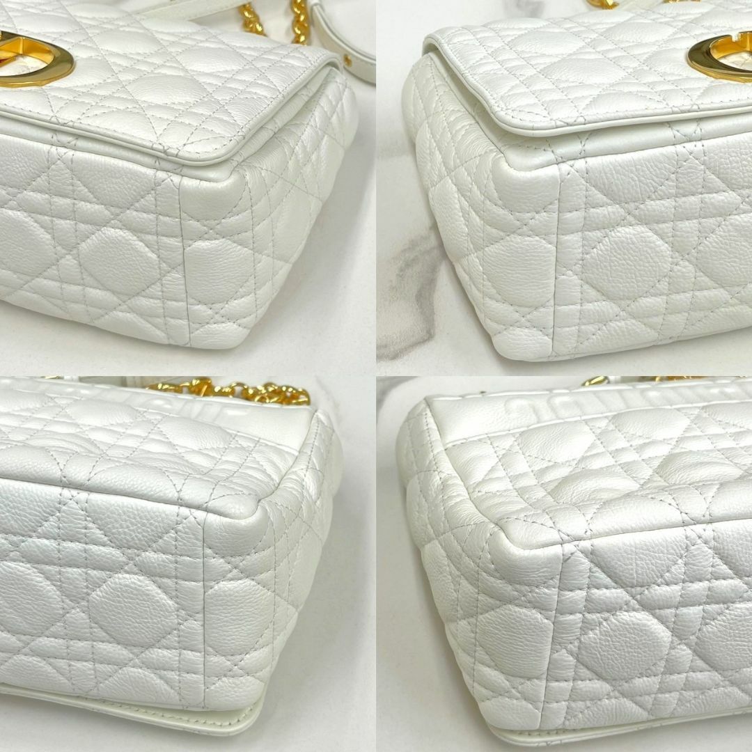 Christian Dior - 美品☆ ディオール カロ ミディアム 白 Christian Dior - 美品☆ ディオール カロ ミディアム 白