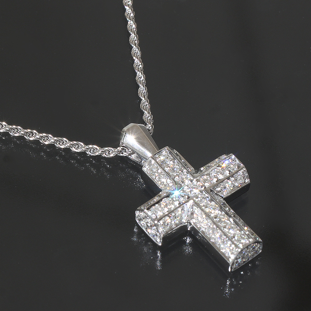 Damiani - ダミアーニ クロス ダイヤ ネックレス 750 K18WG 箱 Damiani - ダミアーニ クロス ダイヤ ネックレス 750 K18WG 箱