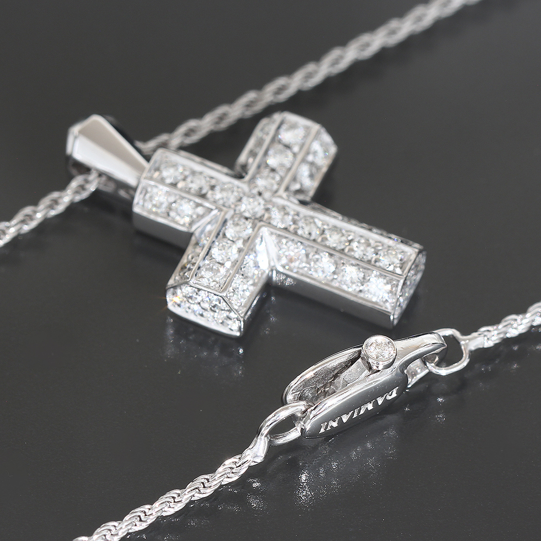 Damiani - ダミアーニ クロス ダイヤ ネックレス 750 K18WG 箱 Damiani - ダミアーニ クロス ダイヤ ネックレス 750 K18WG 箱