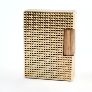 デュポン(DUPONT)の外装美品○Dupont デュポン ライン1 ショート ダイヤモンドヘッド スクエアフォルム ローラー式 喫煙グッズ ガスライター ゴールド ケース付き フランス製 メンズ レディース 着火不可(タバコグッズ)