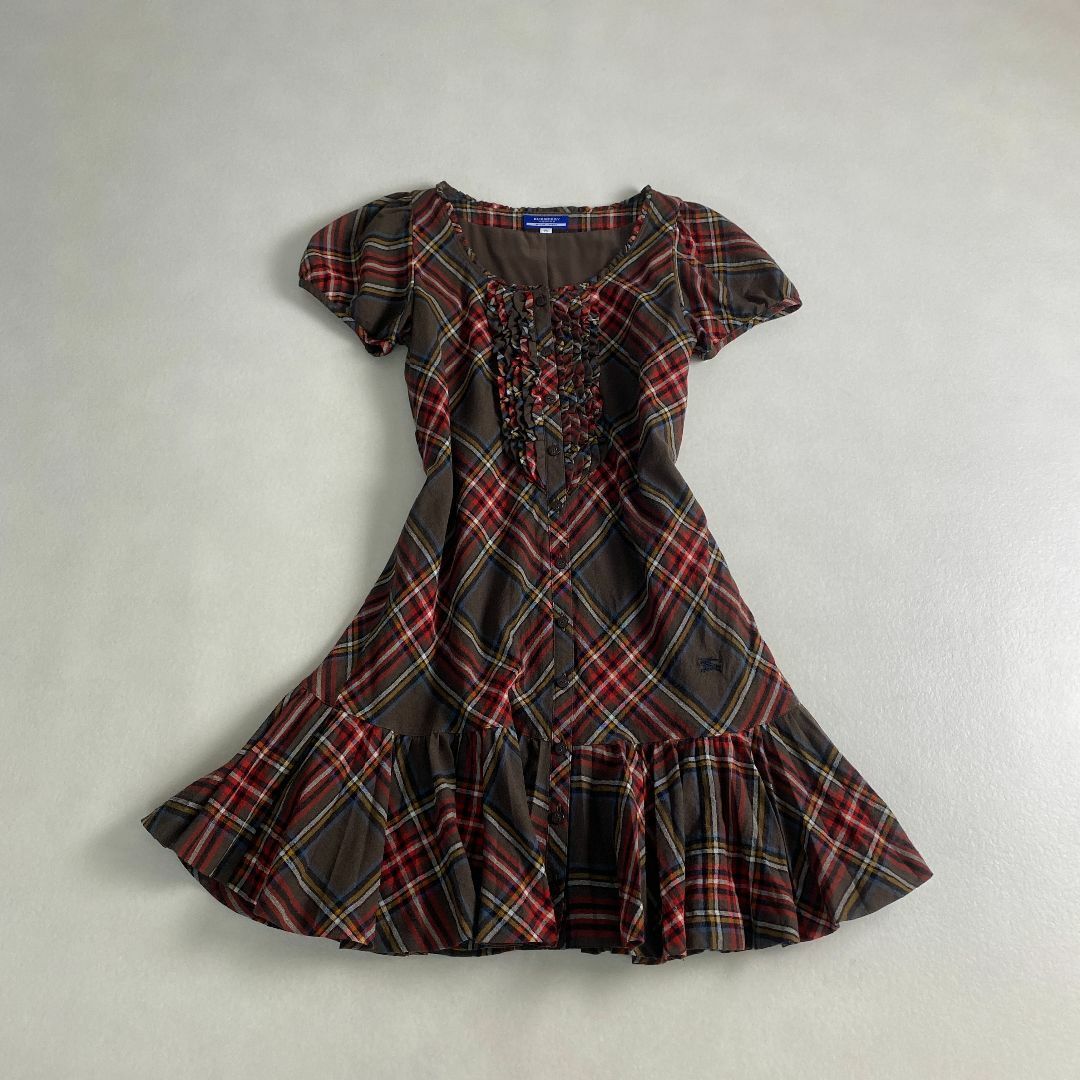 美品 バーバリーブルーレーベル ワンピース ティアードフリル 半袖 
