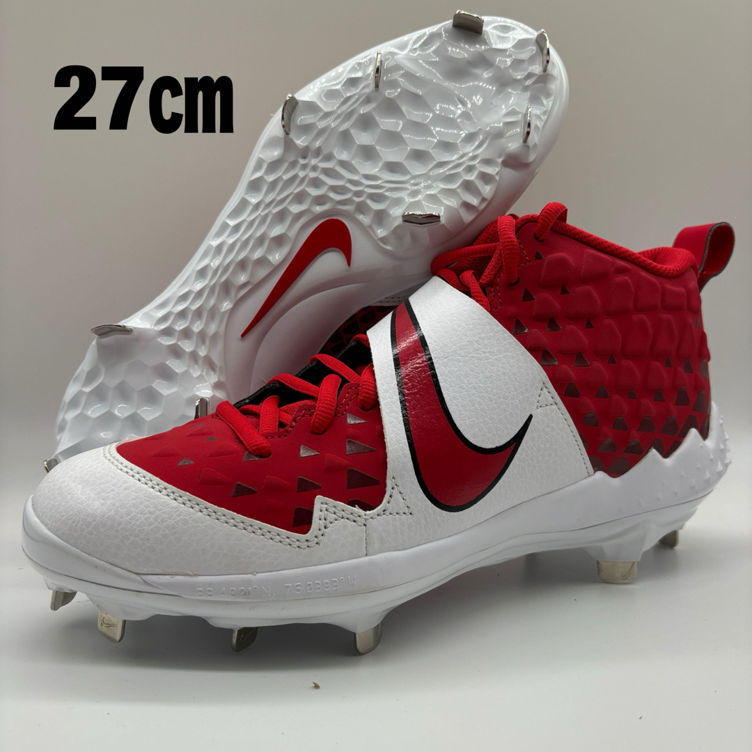 NIKE - NIKE 野球 スパイク 金具 レッド 赤 27㎝ミドルカット NIKE - NIKE 野球 スパイク 金具 レッド 赤 27㎝ミドルカット