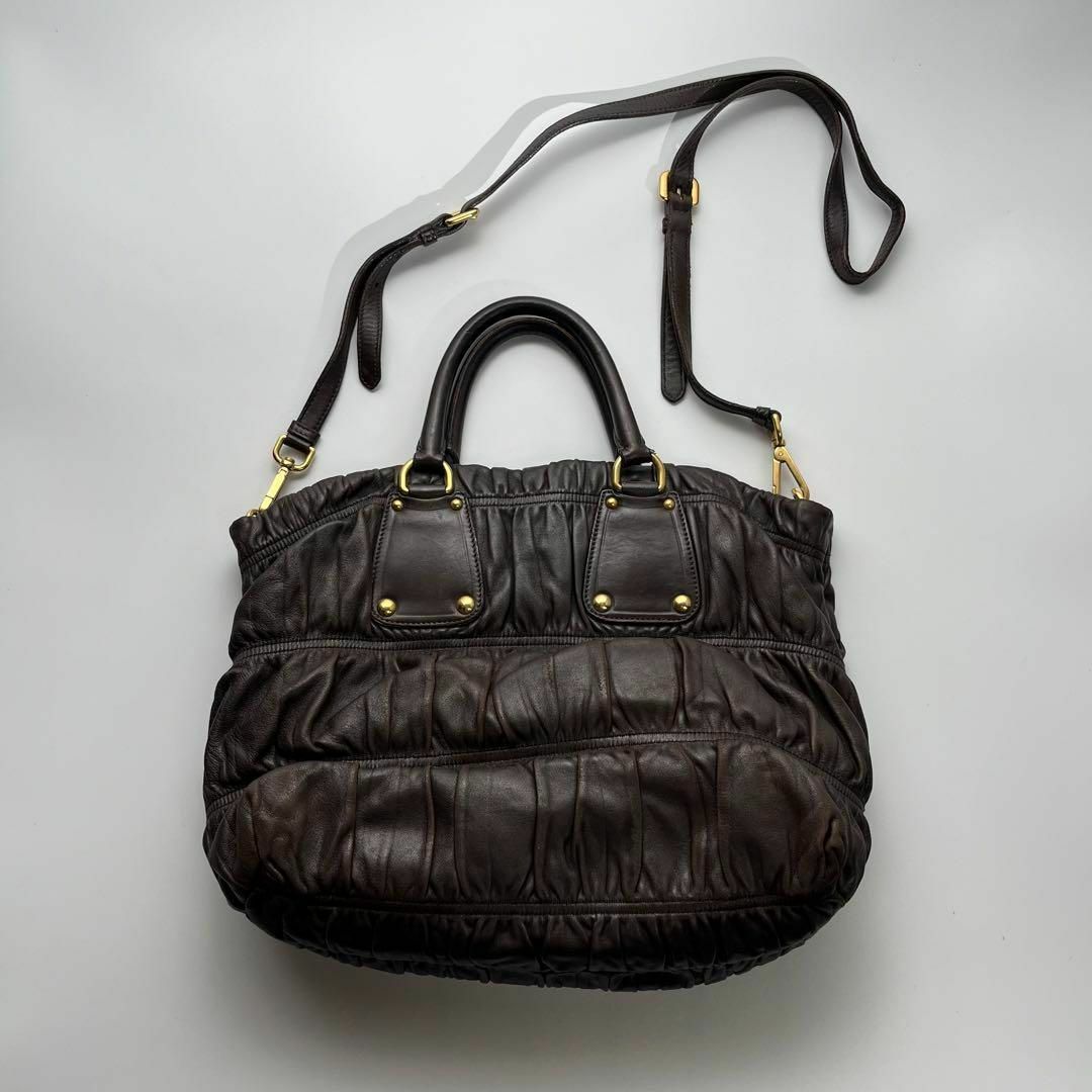 PRADA 2way ギャザー トートバッグ ショルダーバッグ ギャランティ付 PRADA 2way ギャザー トートバッグ ショルダーバッグ ギャランティ付