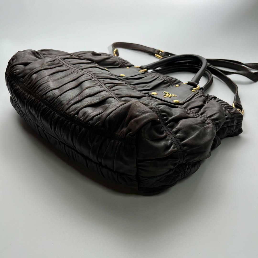 PRADA 2way ギャザー トートバッグ ショルダーバッグ ギャランティ付 PRADA 2way ギャザー トートバッグ ショルダーバッグ ギャランティ付