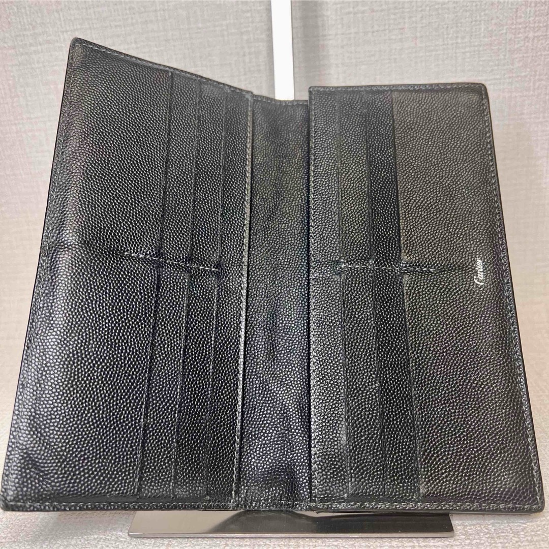 カルティエ サントス 長財布 キャビアスキン 二つ折り 黒 ロゴ カルティエ サントス 長財布 キャビアスキン 二つ折り 黒 ロゴ