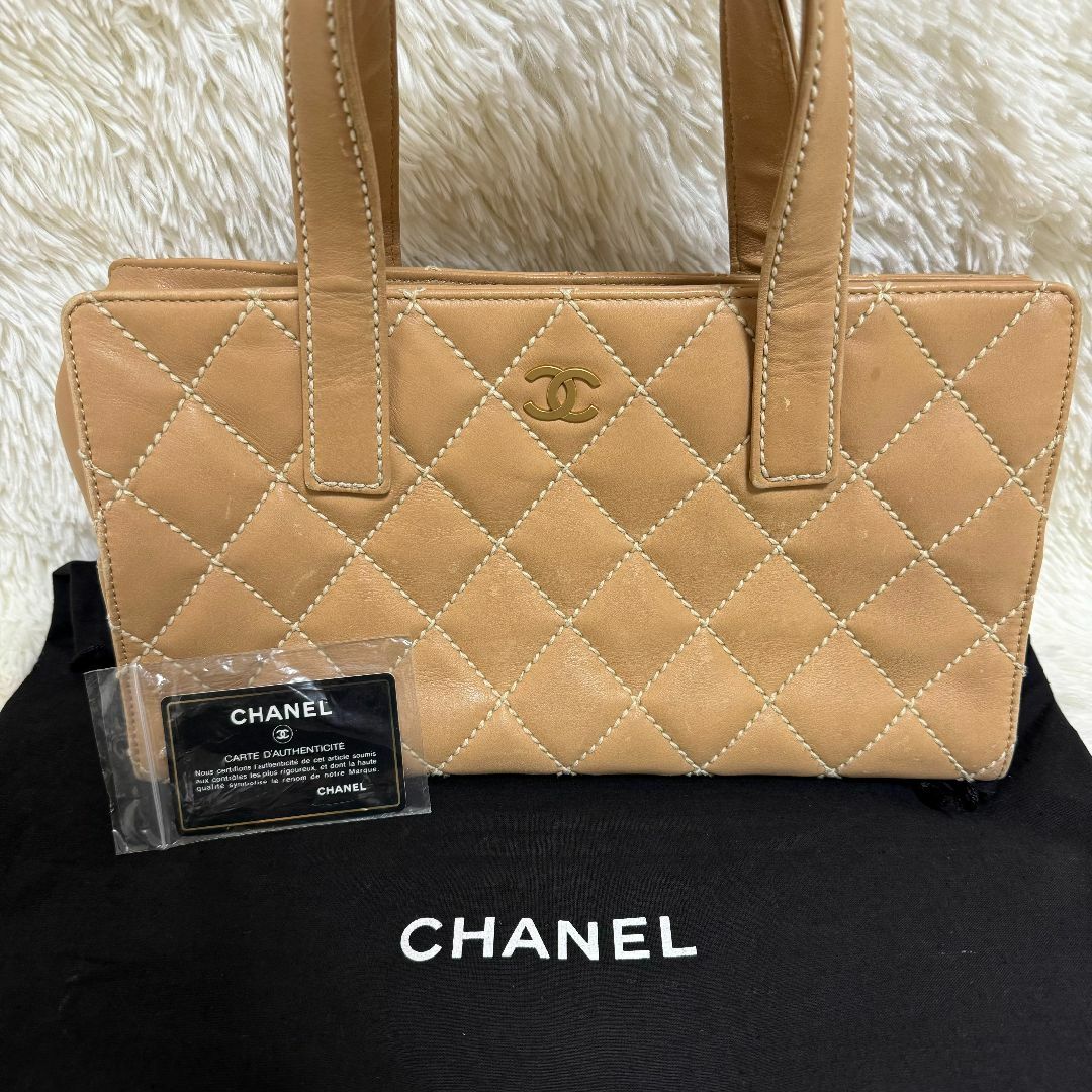 CHANEL - シャネル ワイルドステッチ トートバッグ ハンドバッグ ココマーク ベージュ