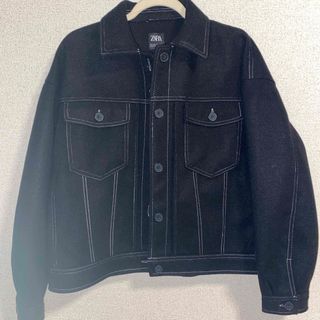 ザラ(ZARA)のZARA トップステッチ フェルトテクスチャー ジャケット サイズL(その他)