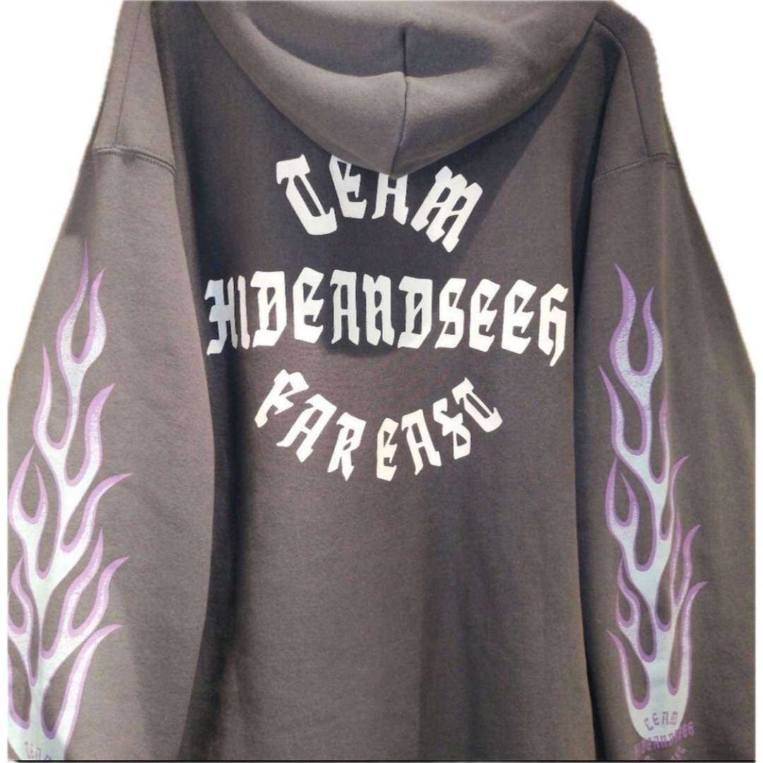 HIDE AND SEEK - キムタク着HideandSeek FLAME HOODED SWEAT XL HIDE AND SEEK - キムタク着HideandSeek FLAME HOODED SWEAT XL