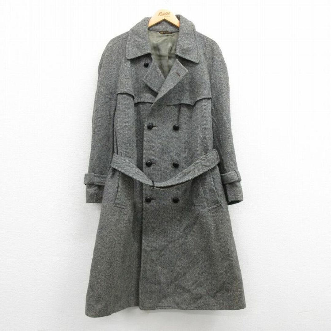 XL☆古着 長袖 ウール トレンチ コート メンズ 80年代 80s XL☆古着 長袖 ウール トレンチ コート メンズ 80年代 80s